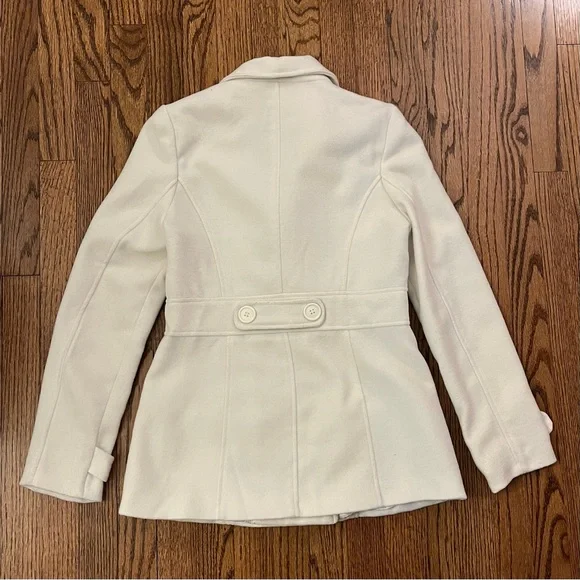 Women's Cream Double-Breasted Coat - Picture 8 of 11